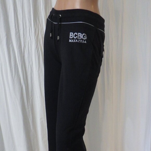 NWT BCBG sz SMALL MED LG XL 95% cotton TEAL BLK COLORBLOCK STUDDED 2PC TRACKSUIT - Picture 8 of 14